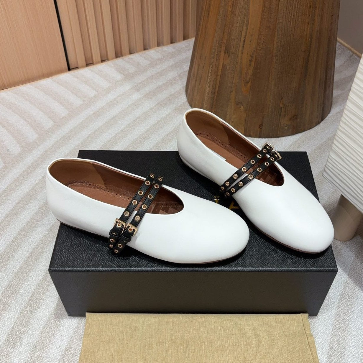 alaia ballet flat white calfskin
