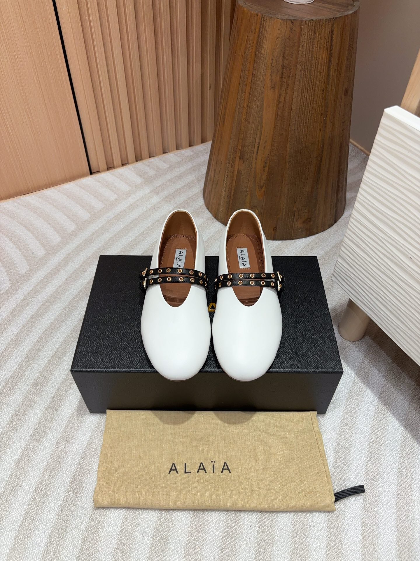 alaia ballet flat white calfskin