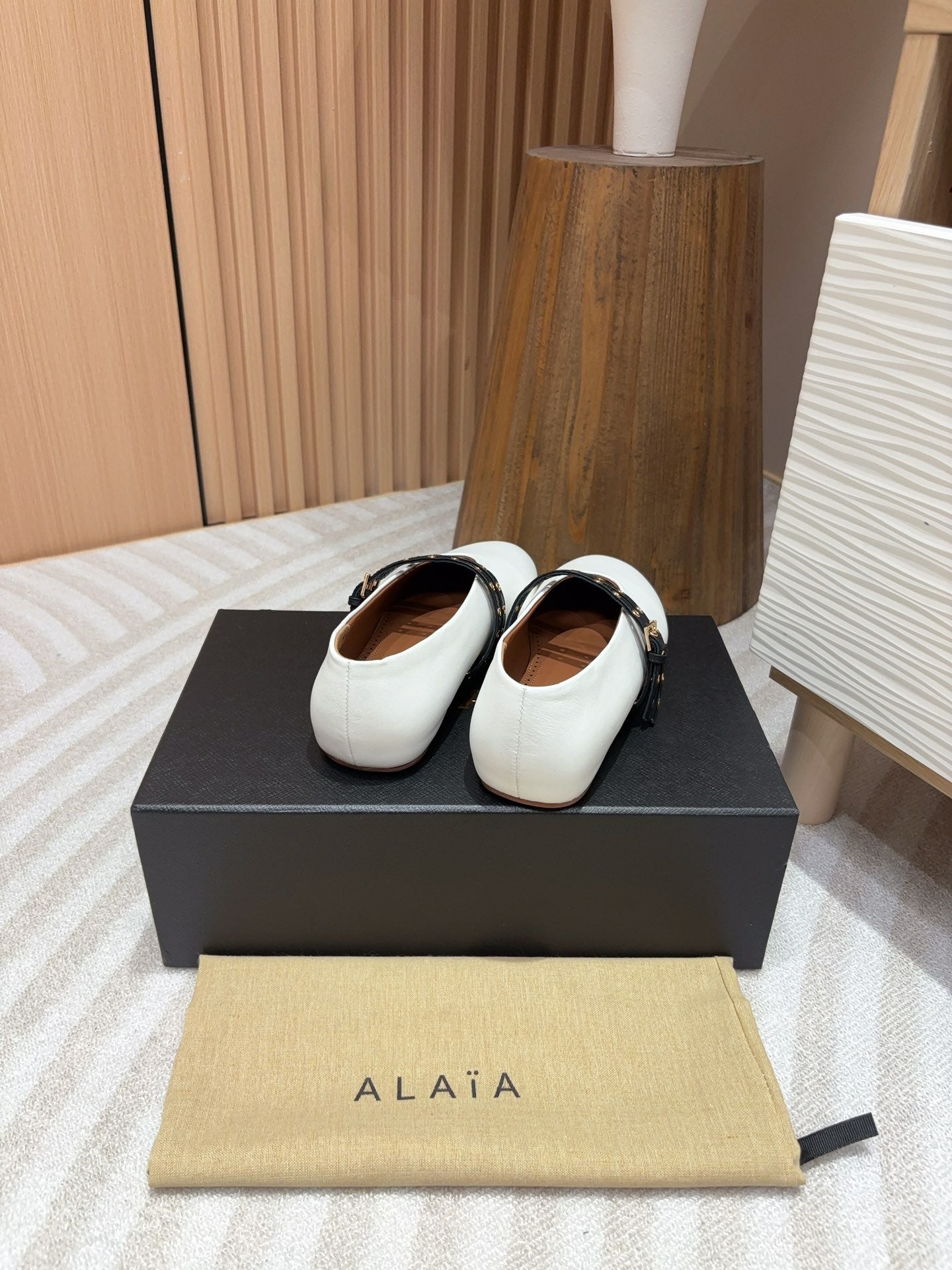 alaia ballet flat white calfskin