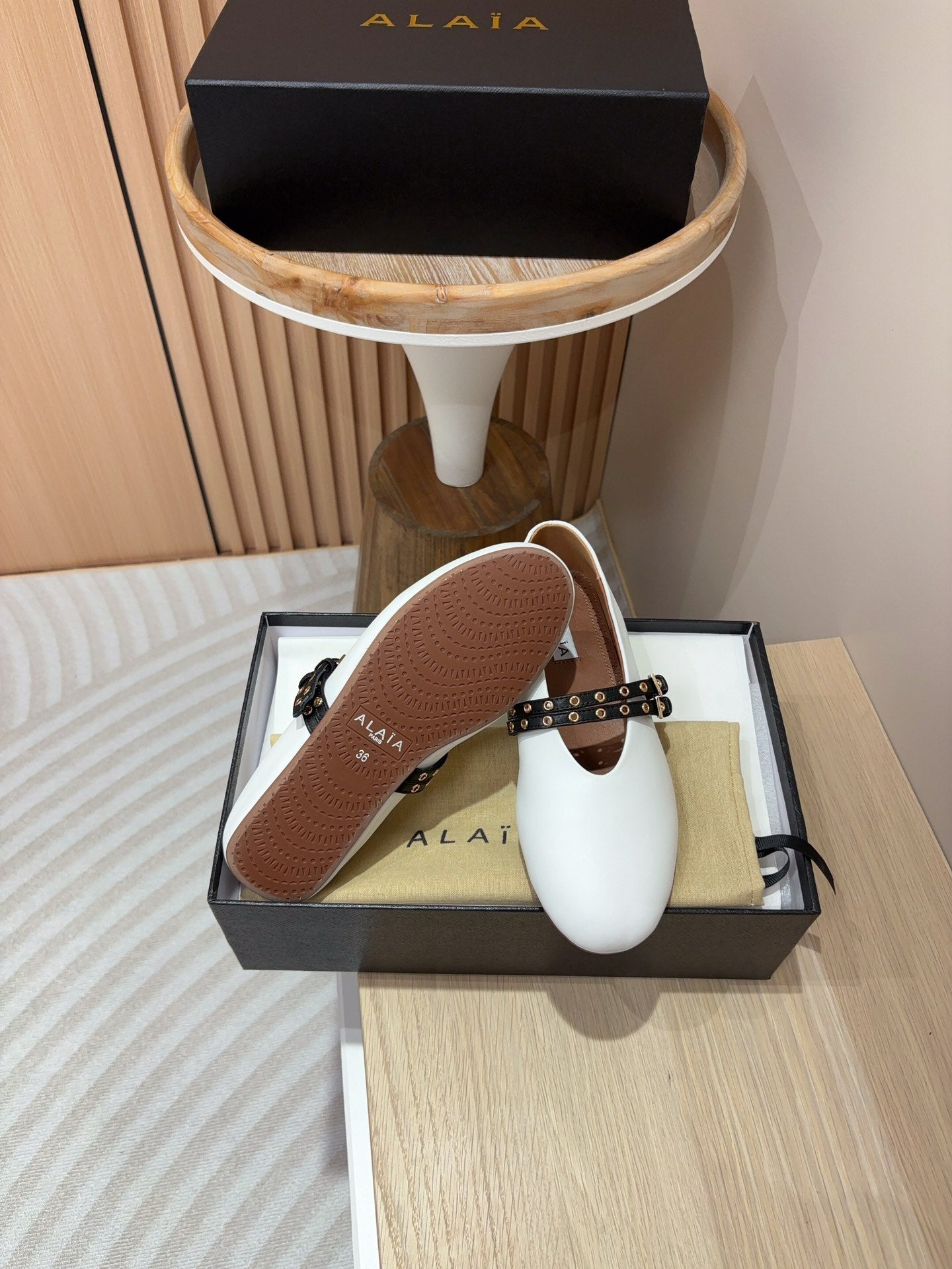 alaia ballet flat white calfskin