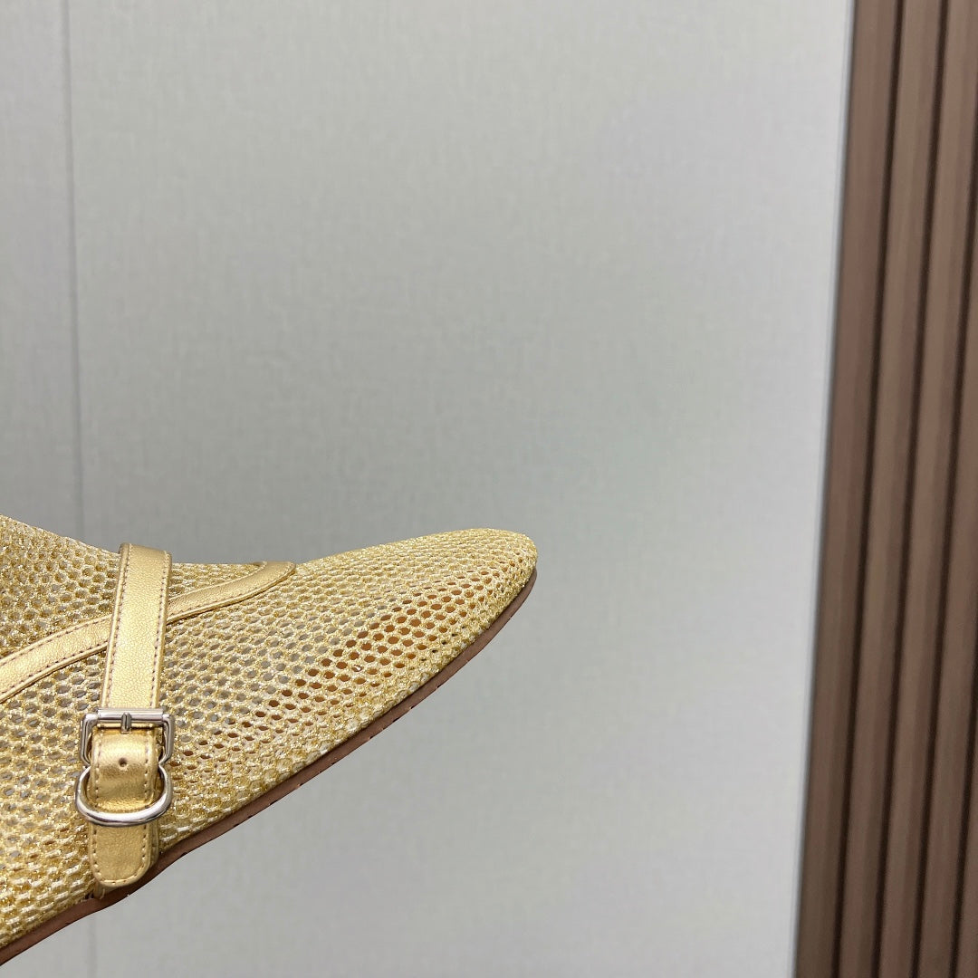 ALAIA SHORT BOOTS IN GOLD MESH FISHNET