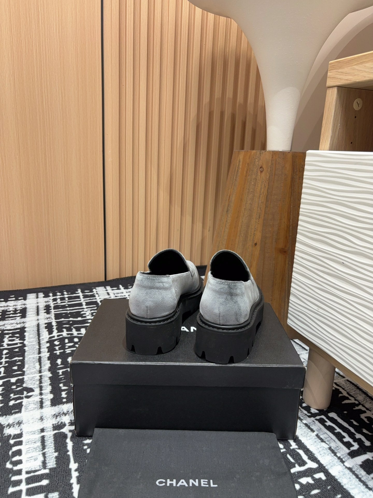 CC LOAFER THICK-SOLED IN DOVE GREY VELVET