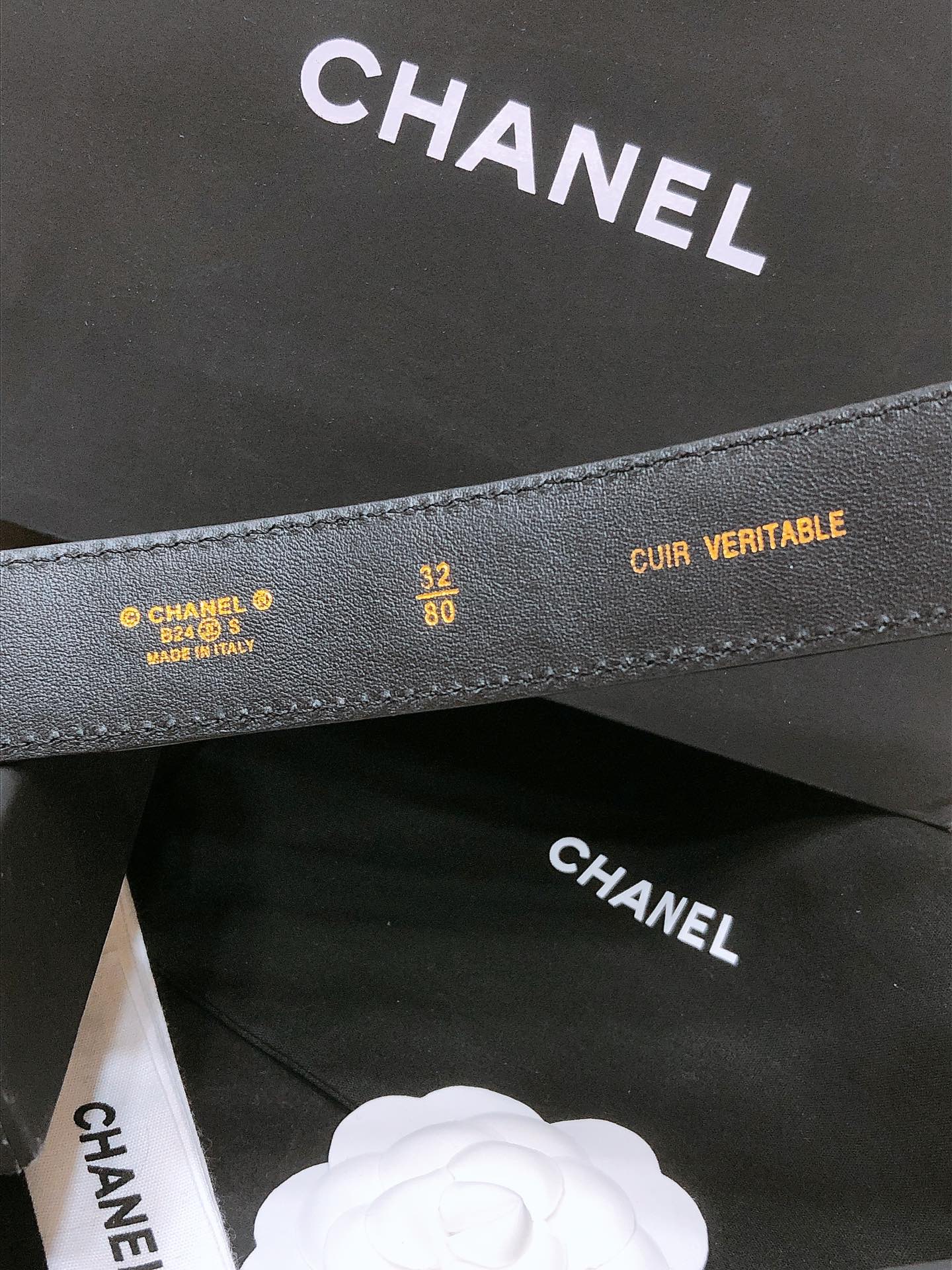CHANEL BELT 3CM IN BLACK LAMBSKIN GOLD HARDWARE