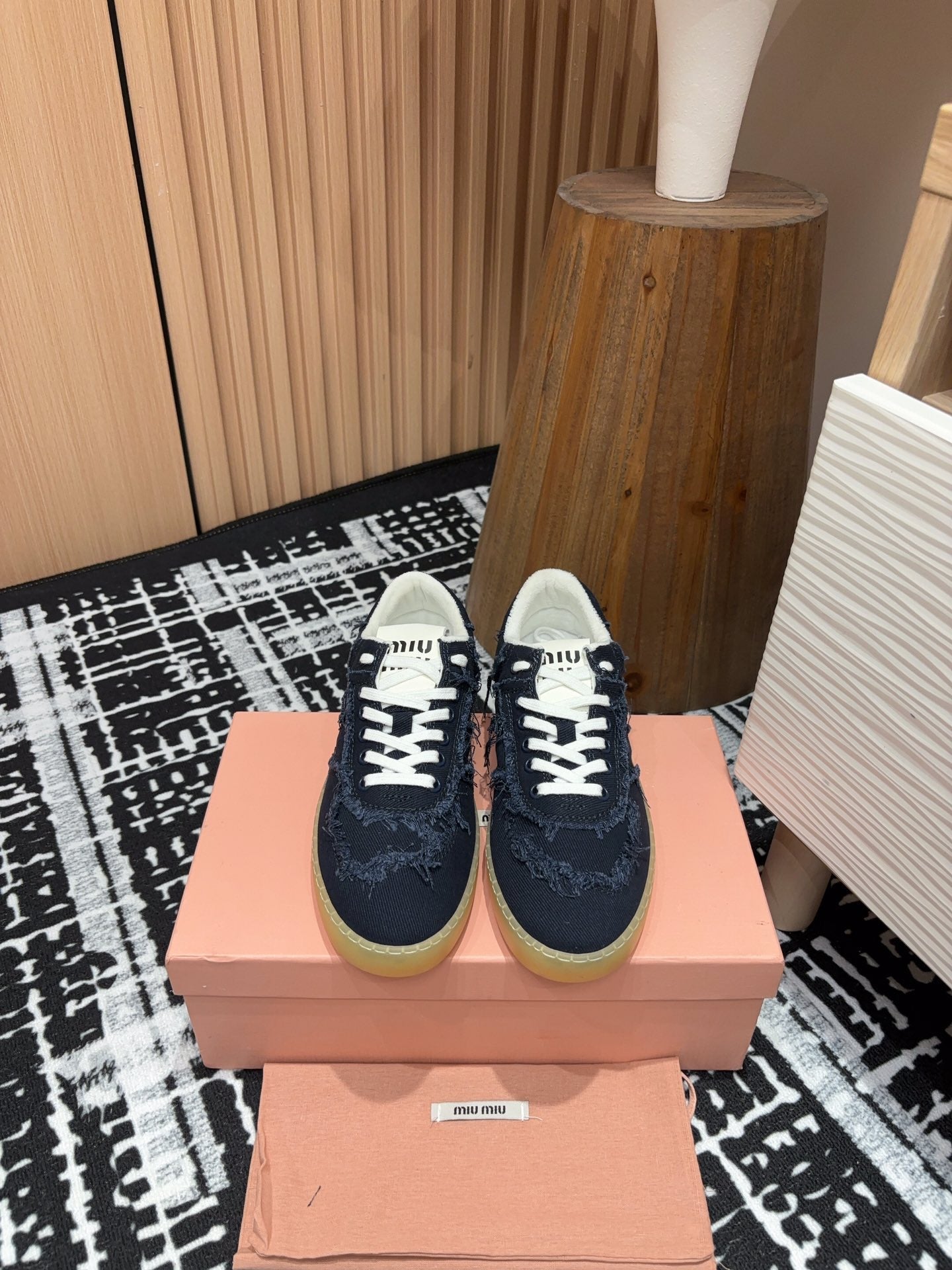 Denim Miu Sneakers In Black Fabric