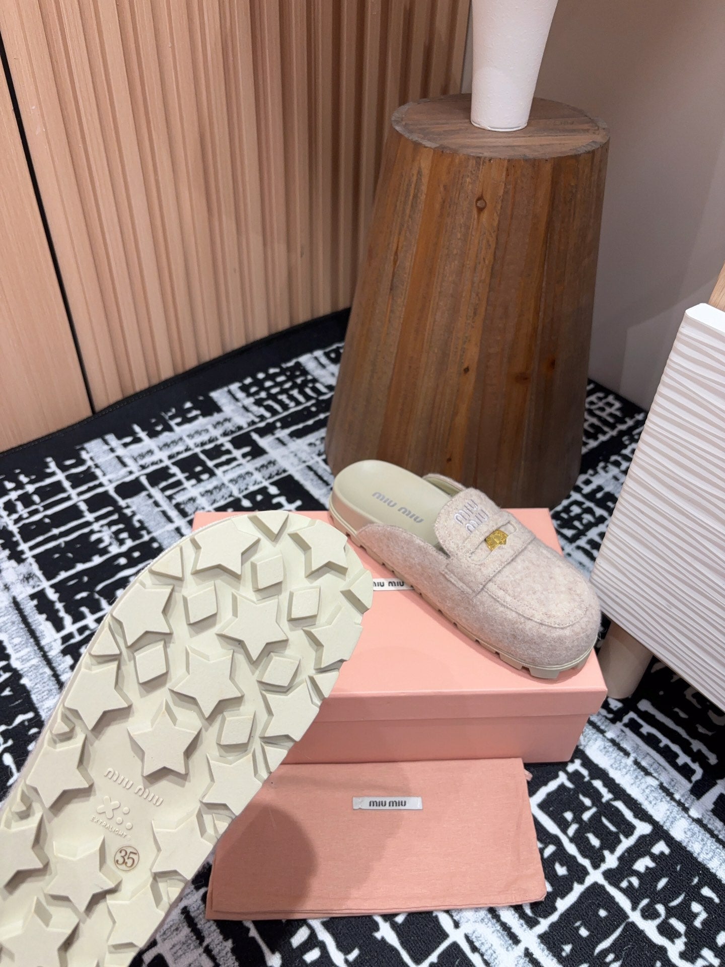 Miu Mule Pastel Pink Wool