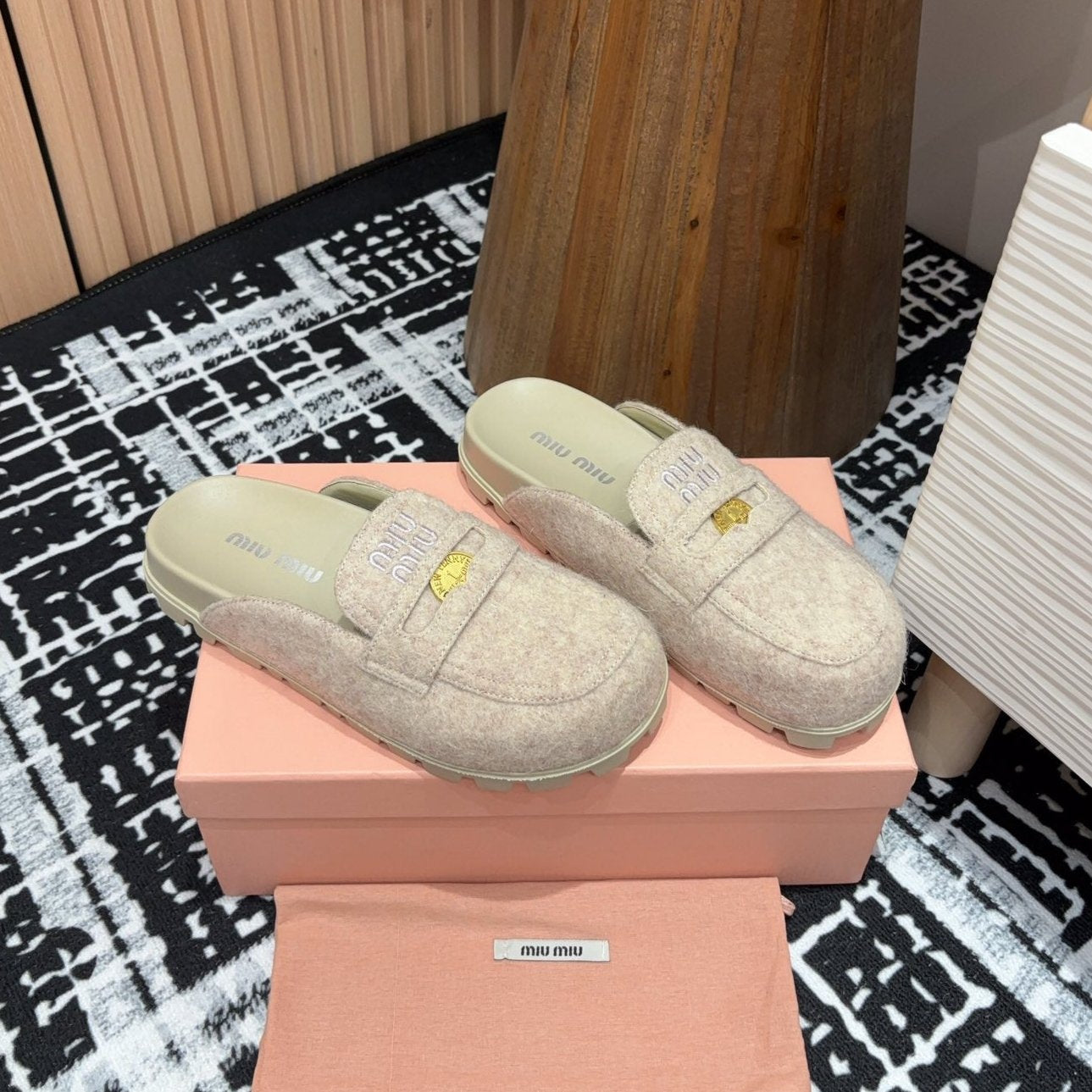 Miu Mule Pastel Pink Wool