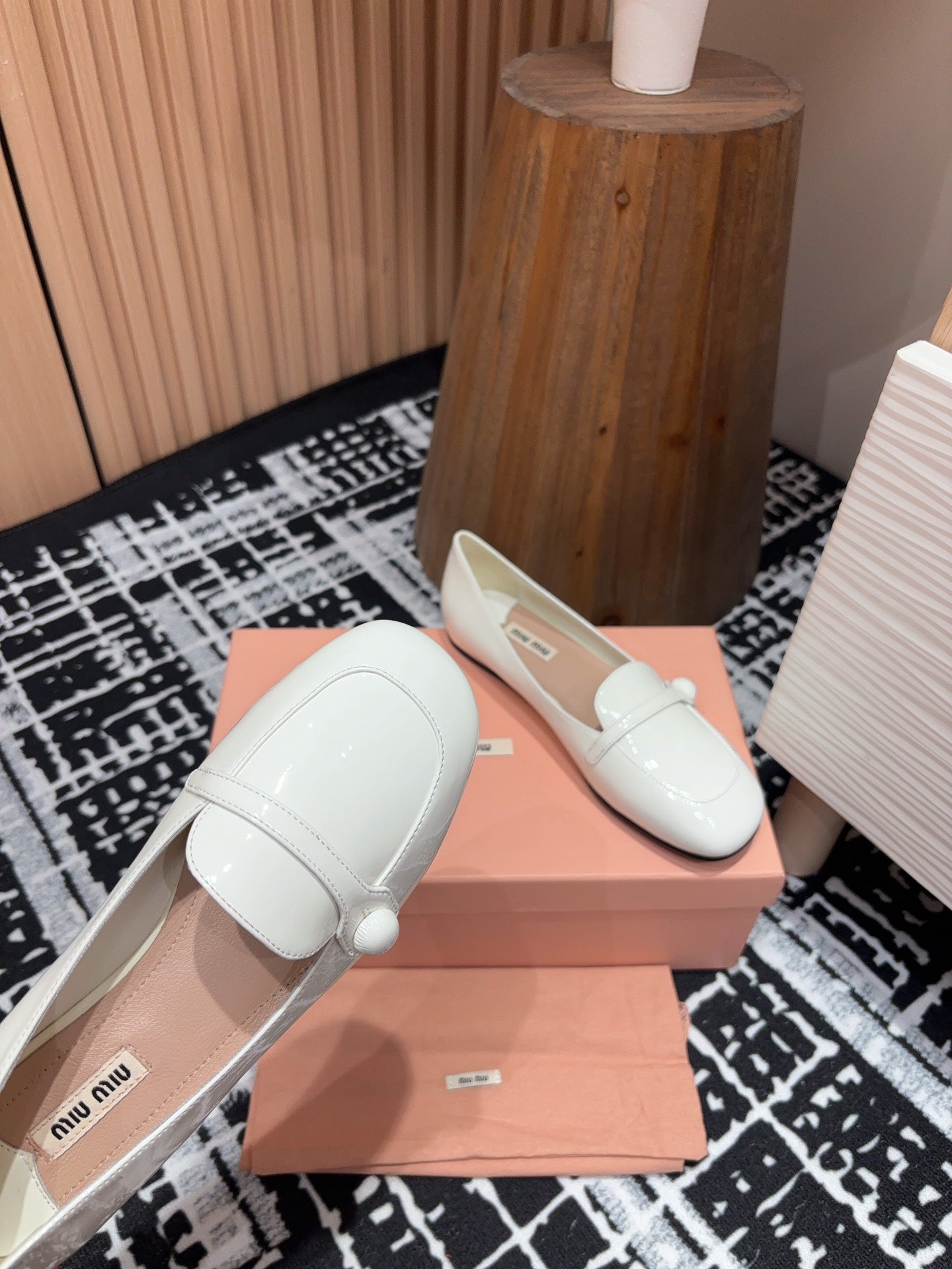 Miu Flat Shoes White Cowhide