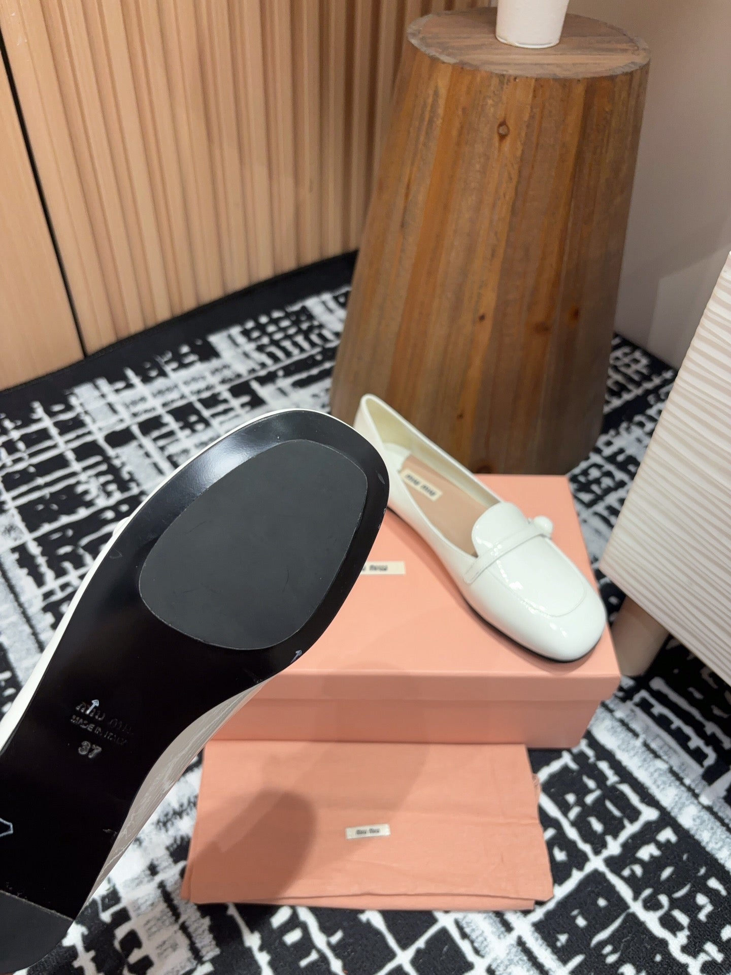 Miu Flat Shoes White Cowhide