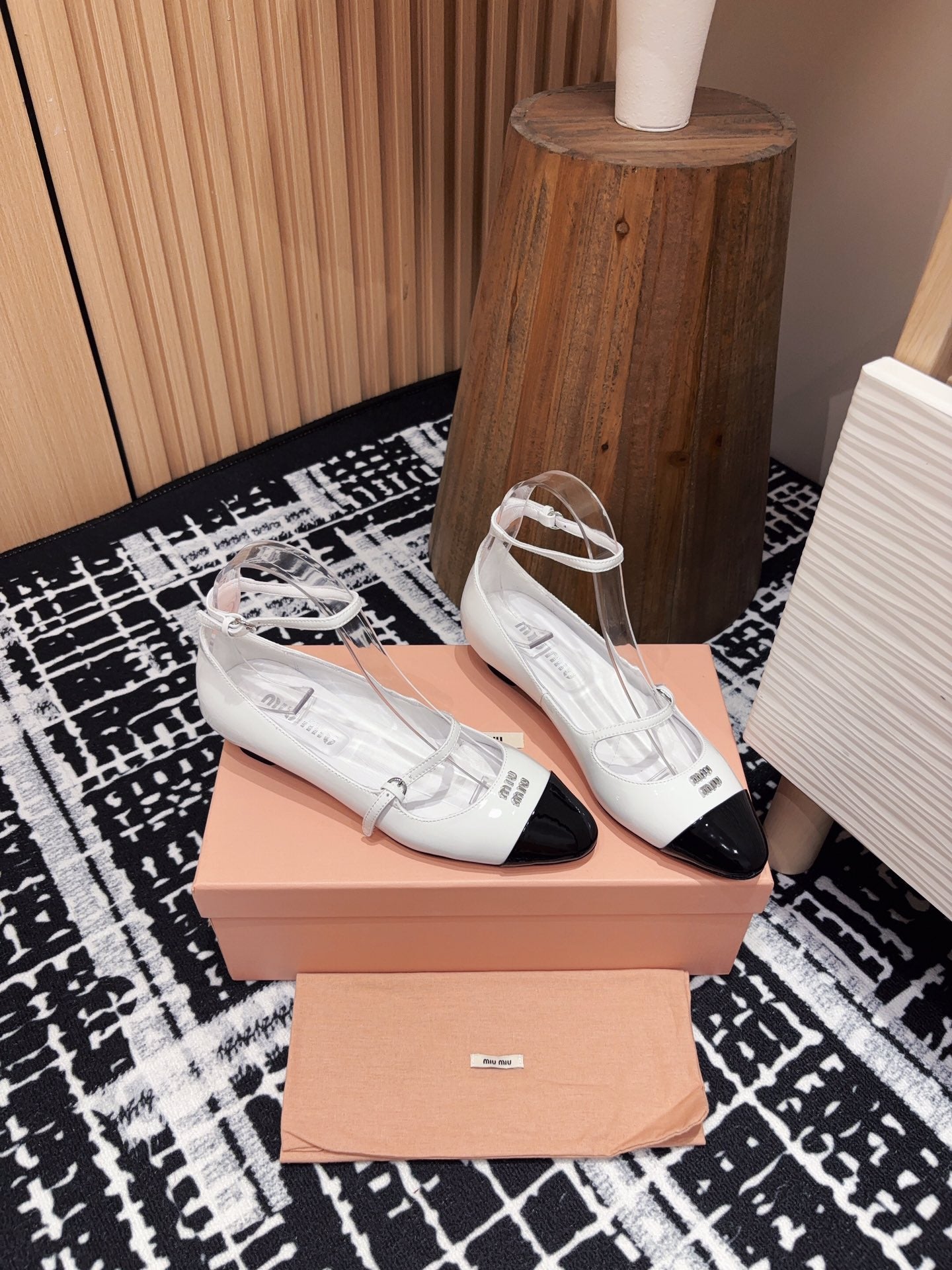 Miu Mary Jane White Porcelain Lambskin