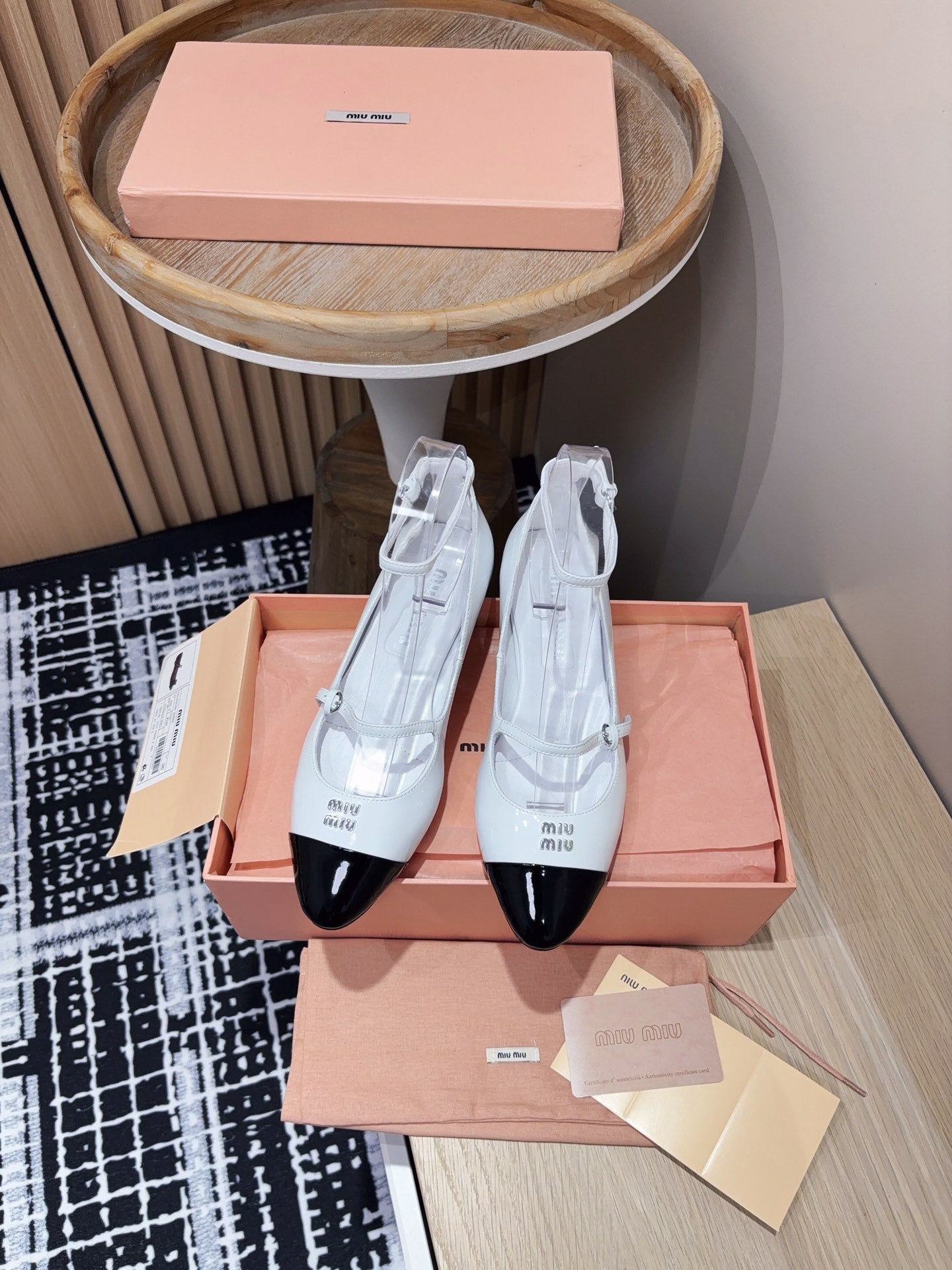 Miu Ballet Flat White Porcelain Sheepskin