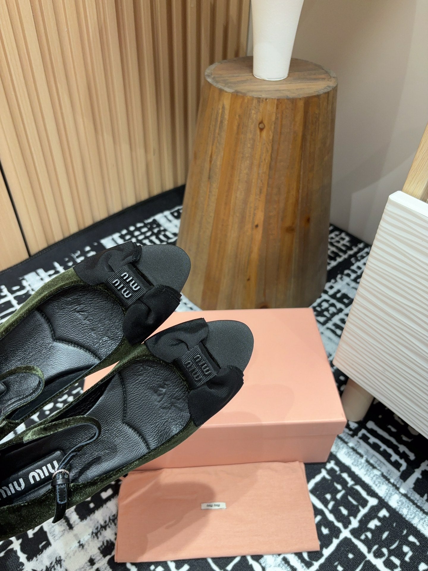 Miu Mary Jane  Dark Green And Black Velvet