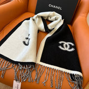 CC Scarf 184 CM In White Mix Black Wool Fleece 385533