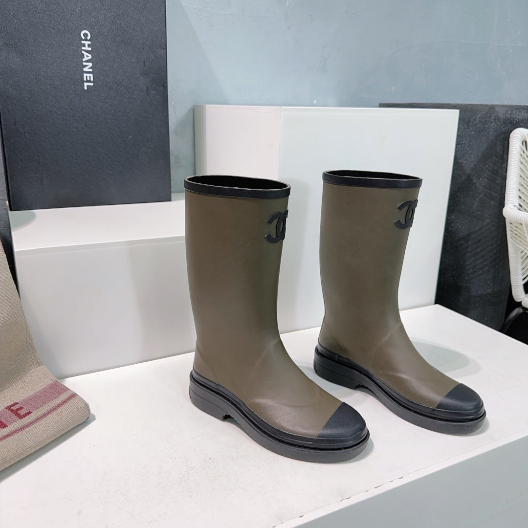CC Rain Boot Olive Black Rubber