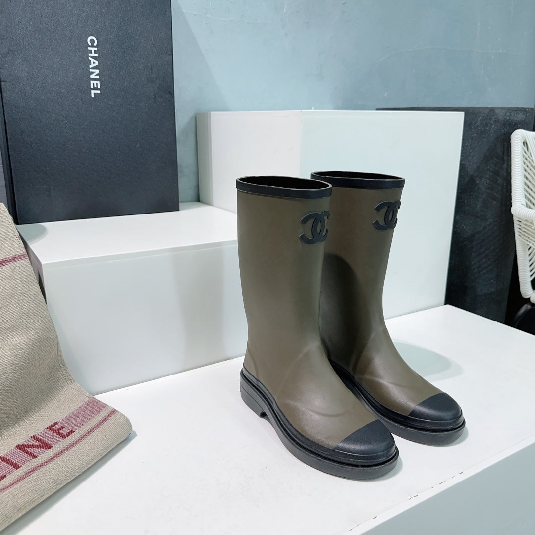 CC Rain Boot Olive Black Rubber