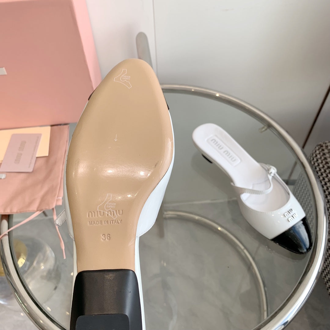 Miu Mules White Cowhide