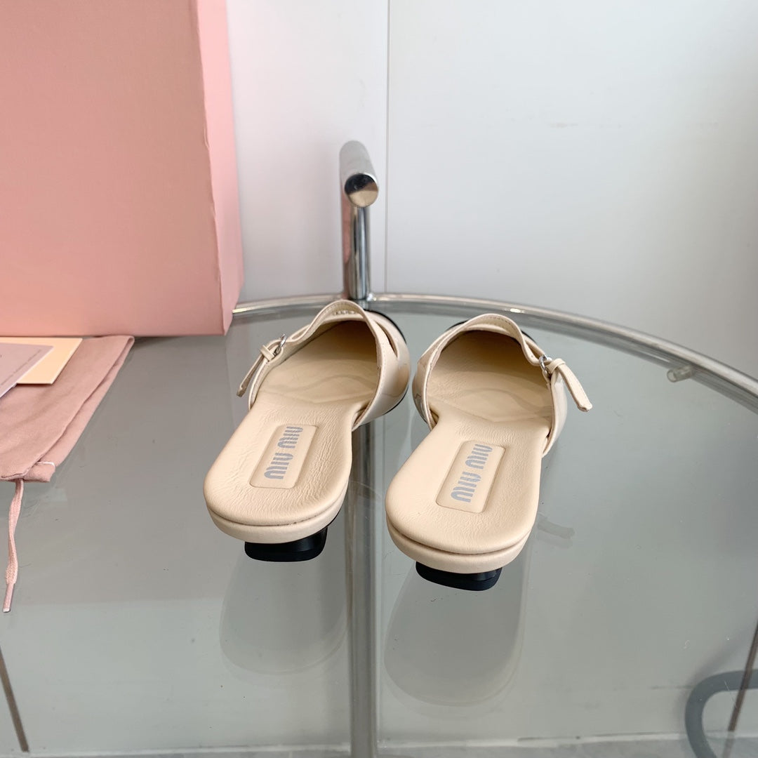 Miu Mules Beige Cowhide