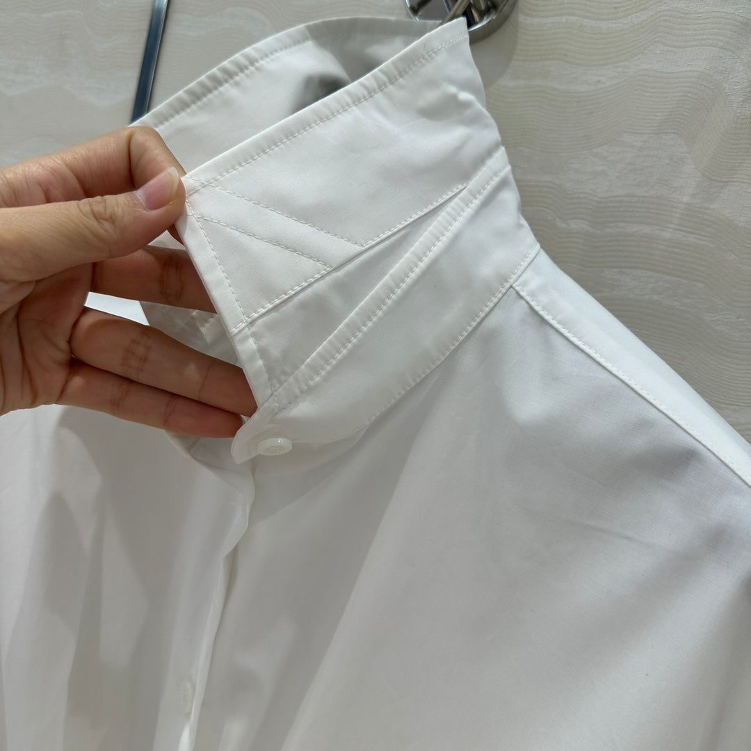 Prada Shirt with Diamond Brooch White Cotton