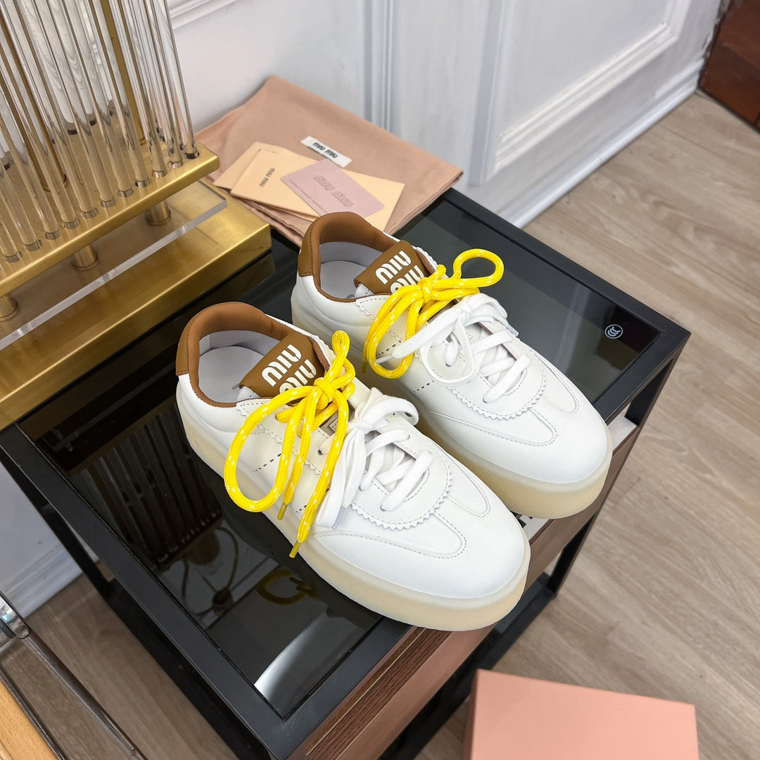 Miu Sneakers White Mix Gold Wire Cowhide