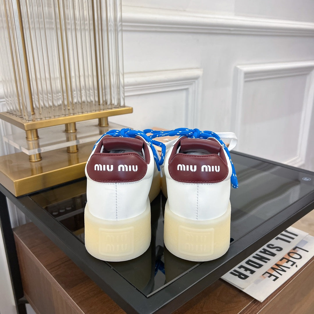 Miu Sneakers White Mix Blue Straps Cowhide