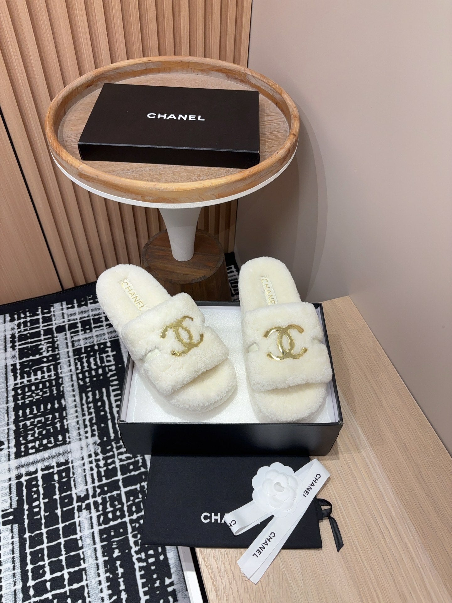 CC Slippers White Wool Fleece