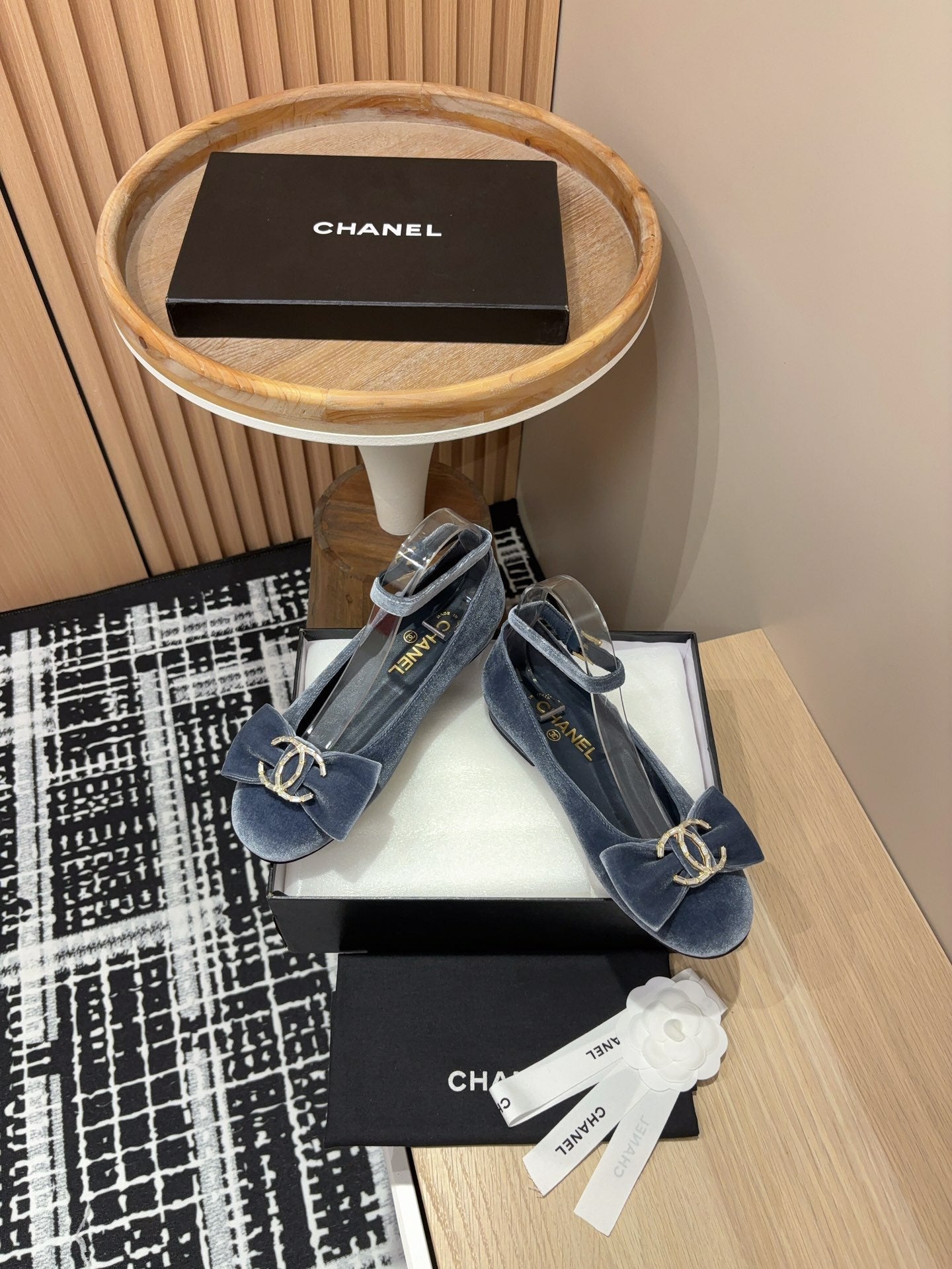 CC Mary Jane Light Blue Bow Tie Velvet And Lambskin