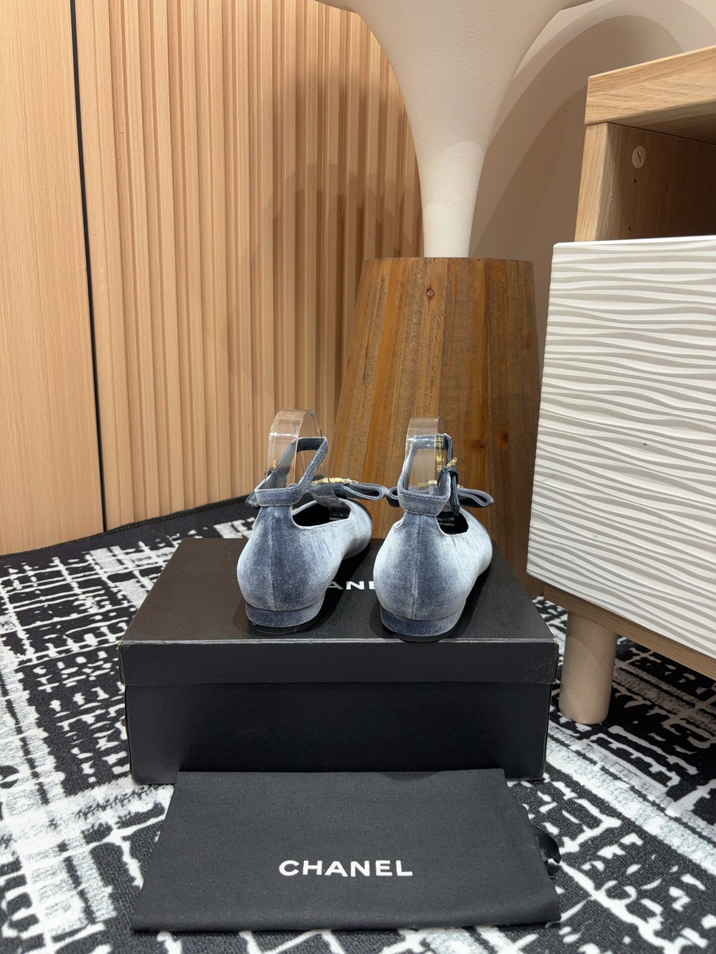 CC Mary Jane Light Blue Bow Tie Velvet And Lambskin