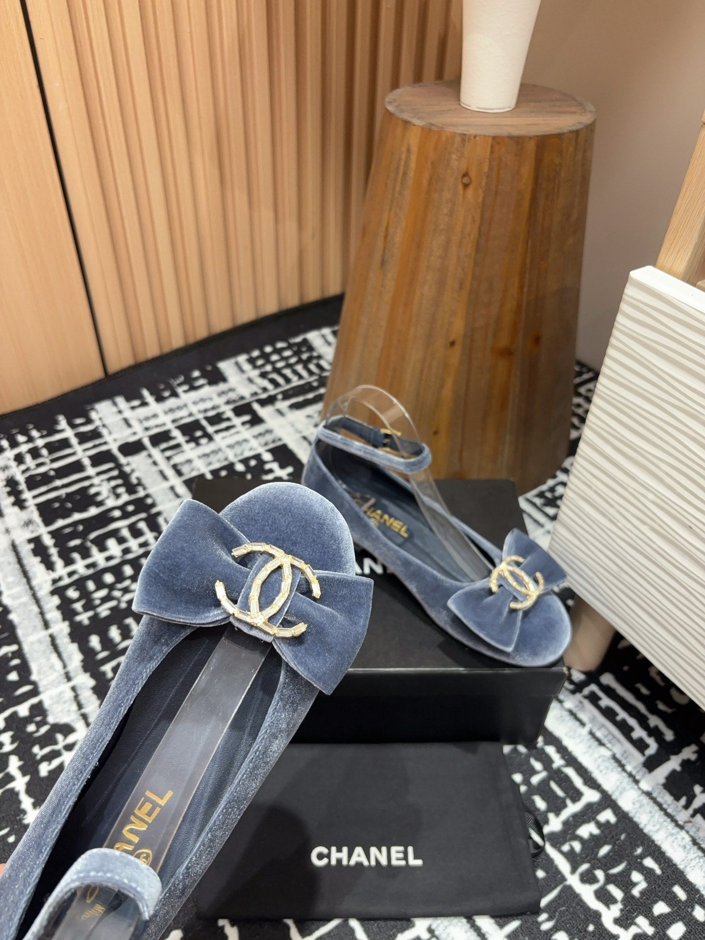 CC Mary Jane Light Blue Bow Tie Velvet And Lambskin