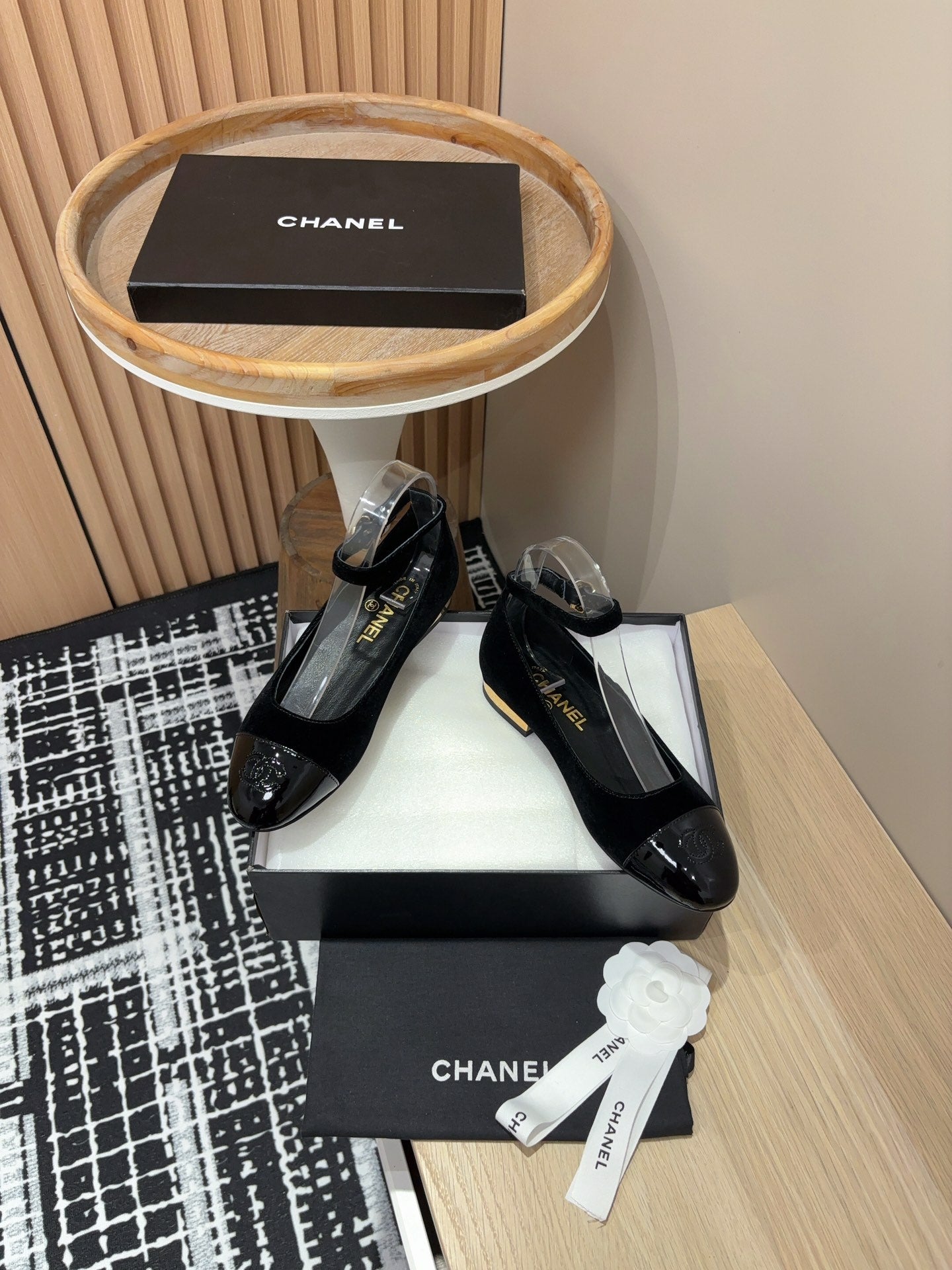 CC Mary Jane Black Velvet And Lambskin