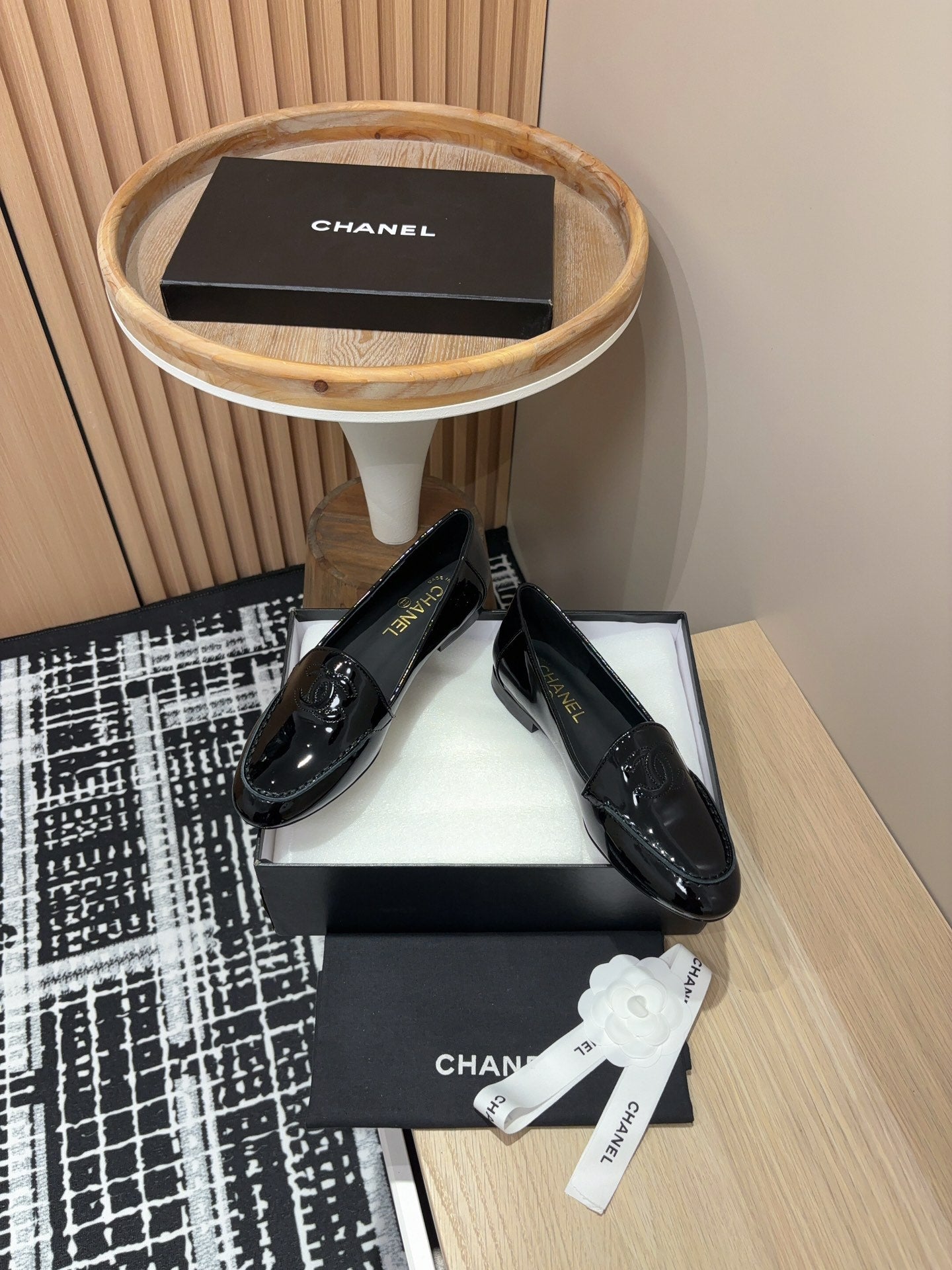 CC Moccasins Glossy Black Lambskin