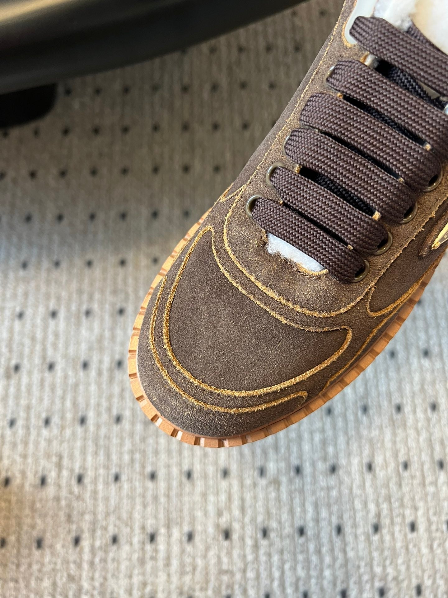 Prada 25s Mid-Top Sneaker Brown Suede And Wool 538432