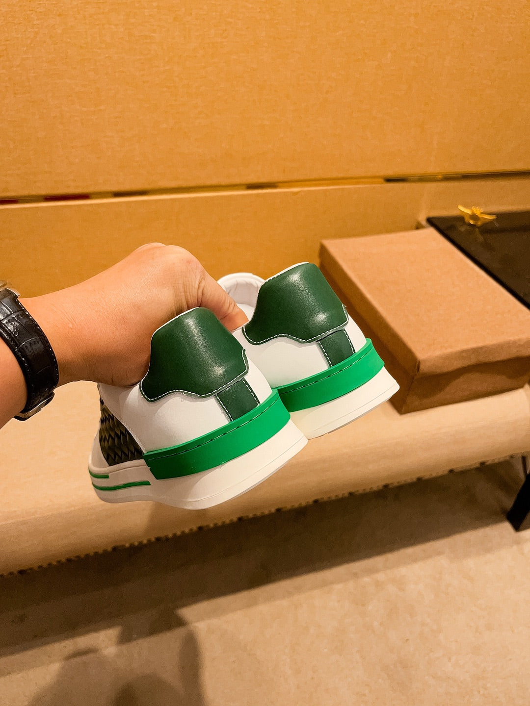 GG Men's Sneaker Green Cowhide 444492