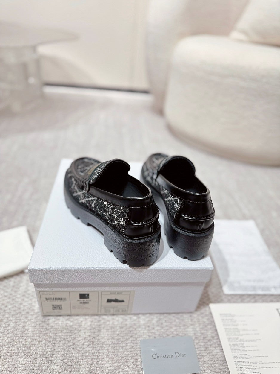 CD Boy Platform Loafer In Black Tweed Fabric  988792