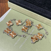 CLOVER 5 MOTIF PINK GOLD SILVER BRACELET