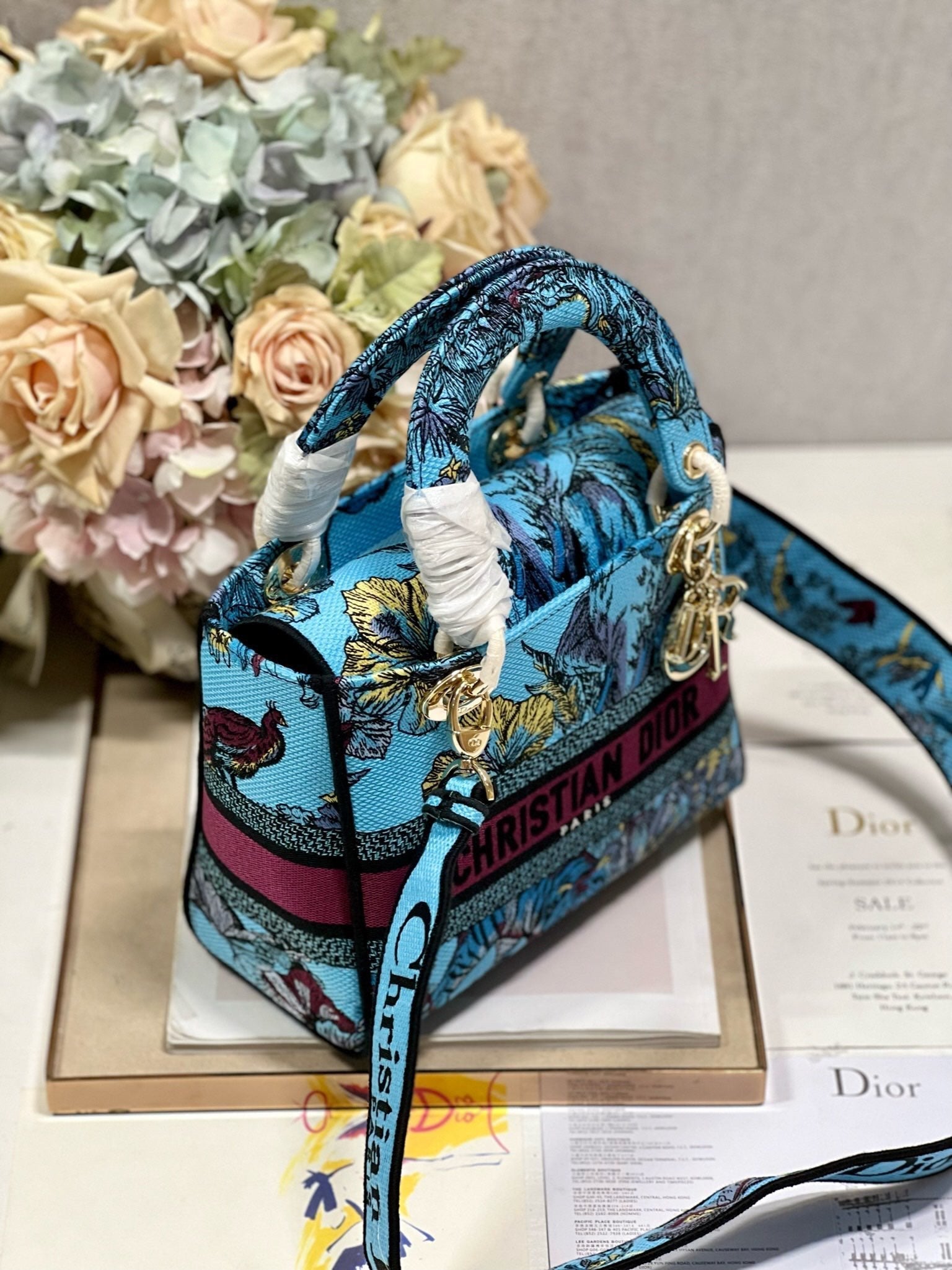 CD Elephant Blue 24 Lady Dior Bag Canvas 336679