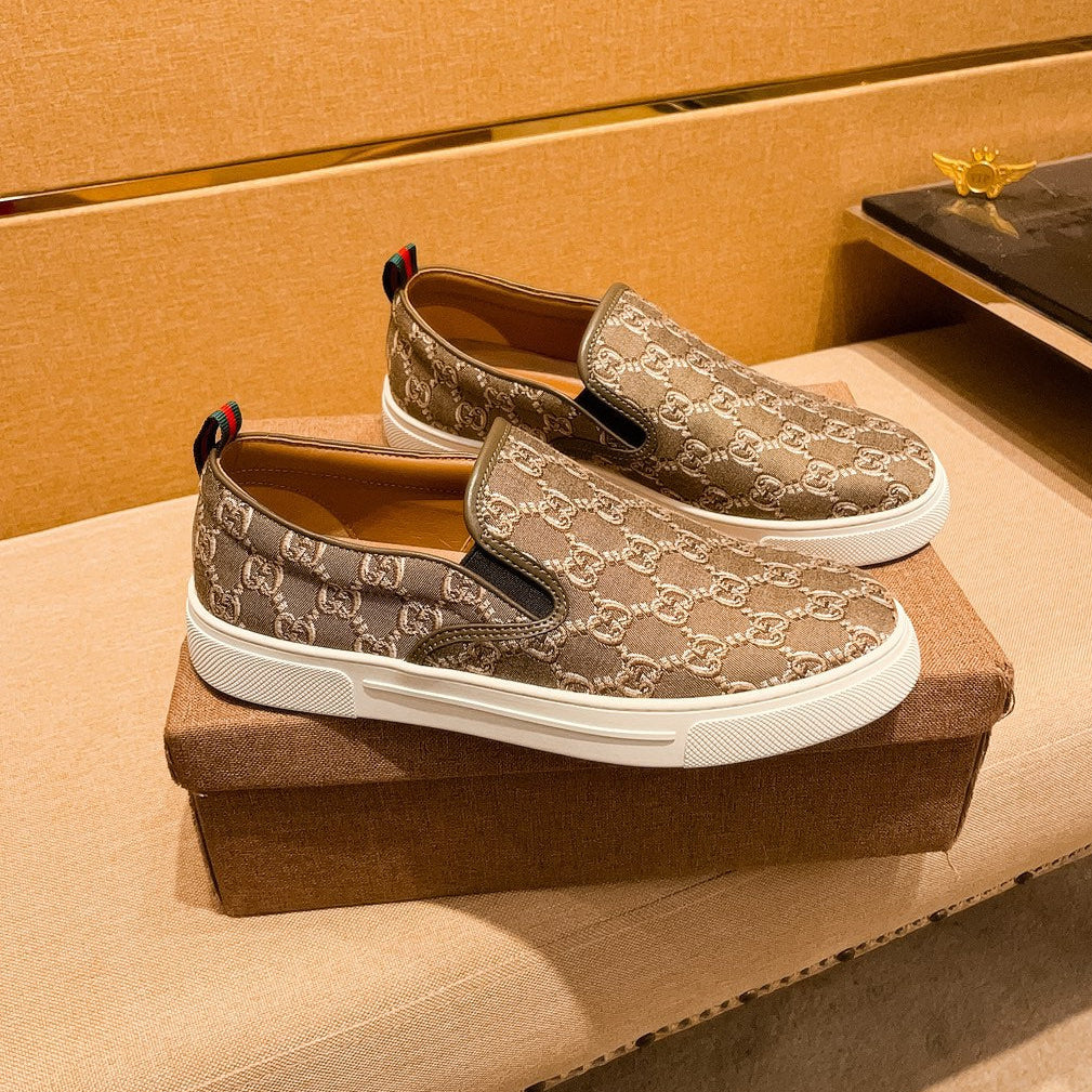 GG Men's Slip on Loafer Brown Fabric 477012