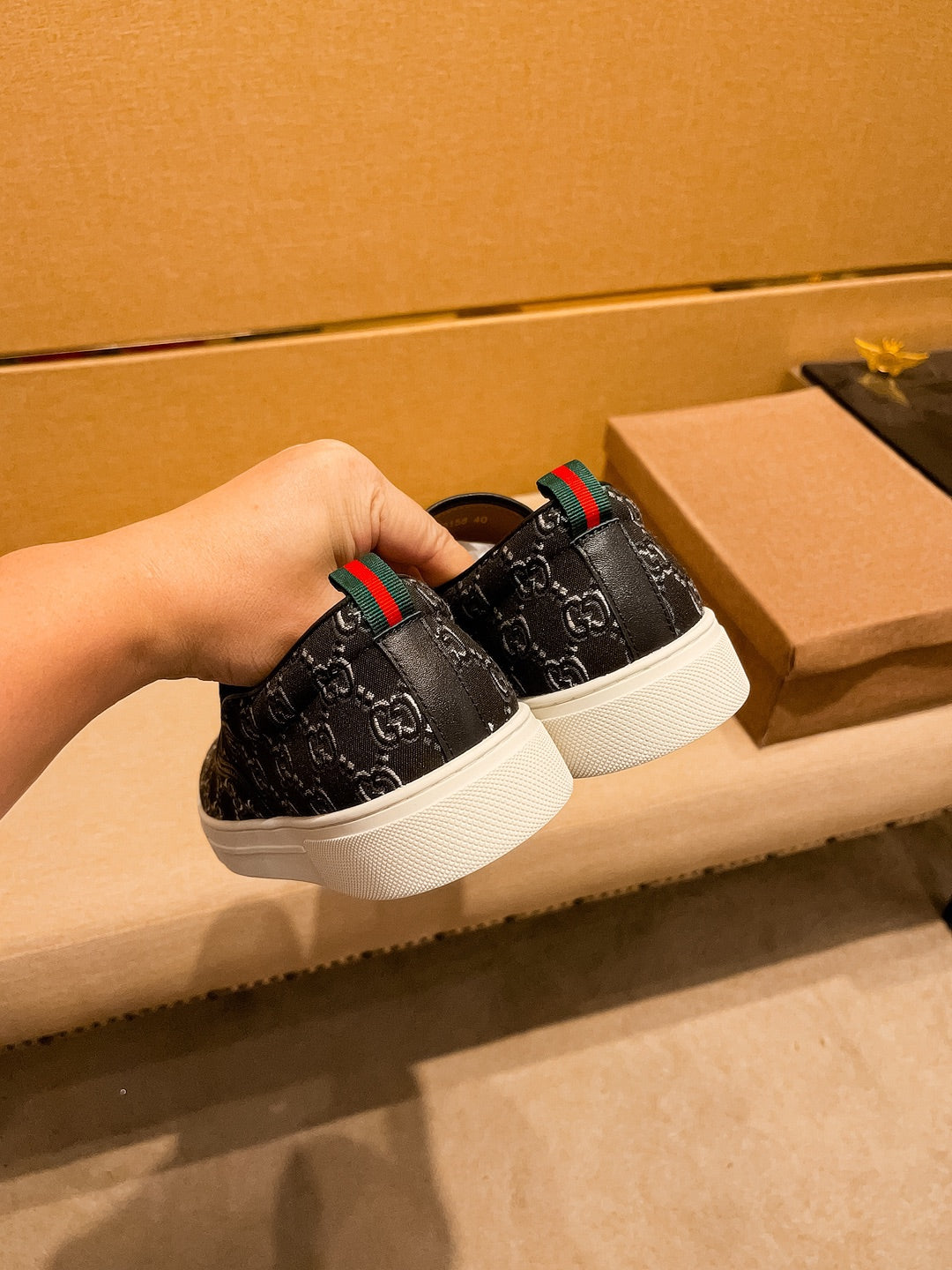 GG Men's Slip on Loafer Black Fabric 477013