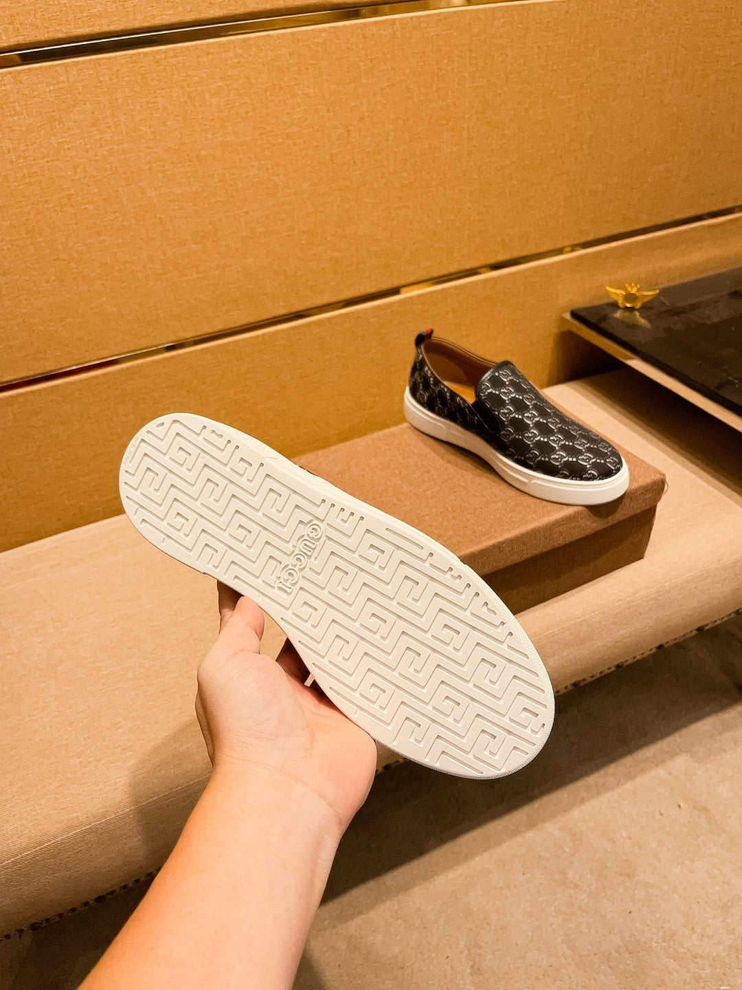 GG Men's Slip on Loafer Black Fabric 477013