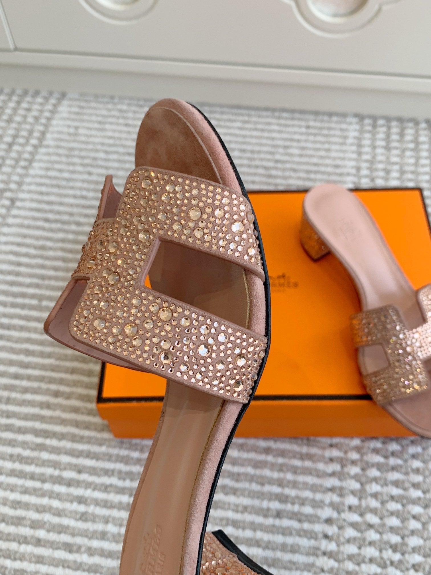 HM Oasis Sandal 50mm Pink Suede Goatskin 291394