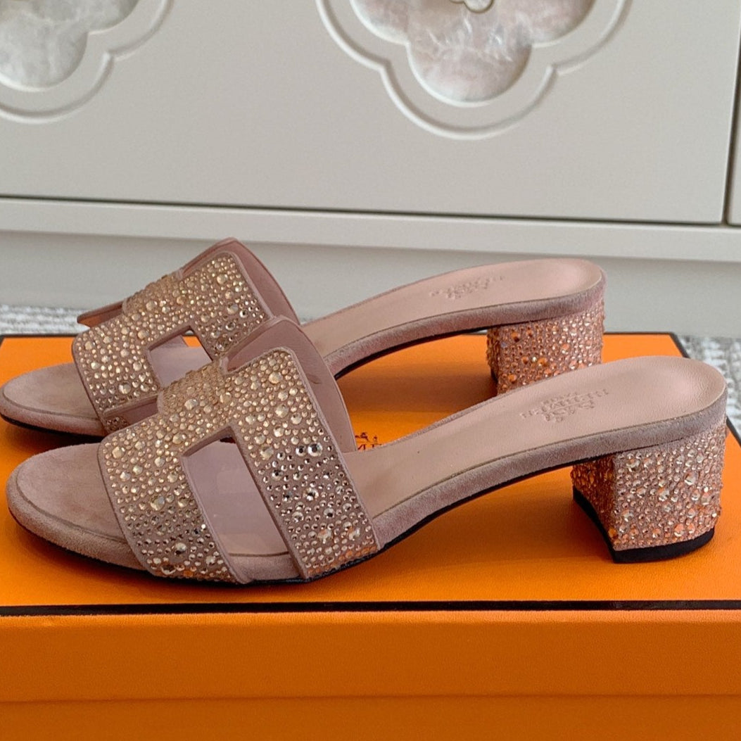 HM Oasis Sandal 50mm Pink Suede Goatskin 291394