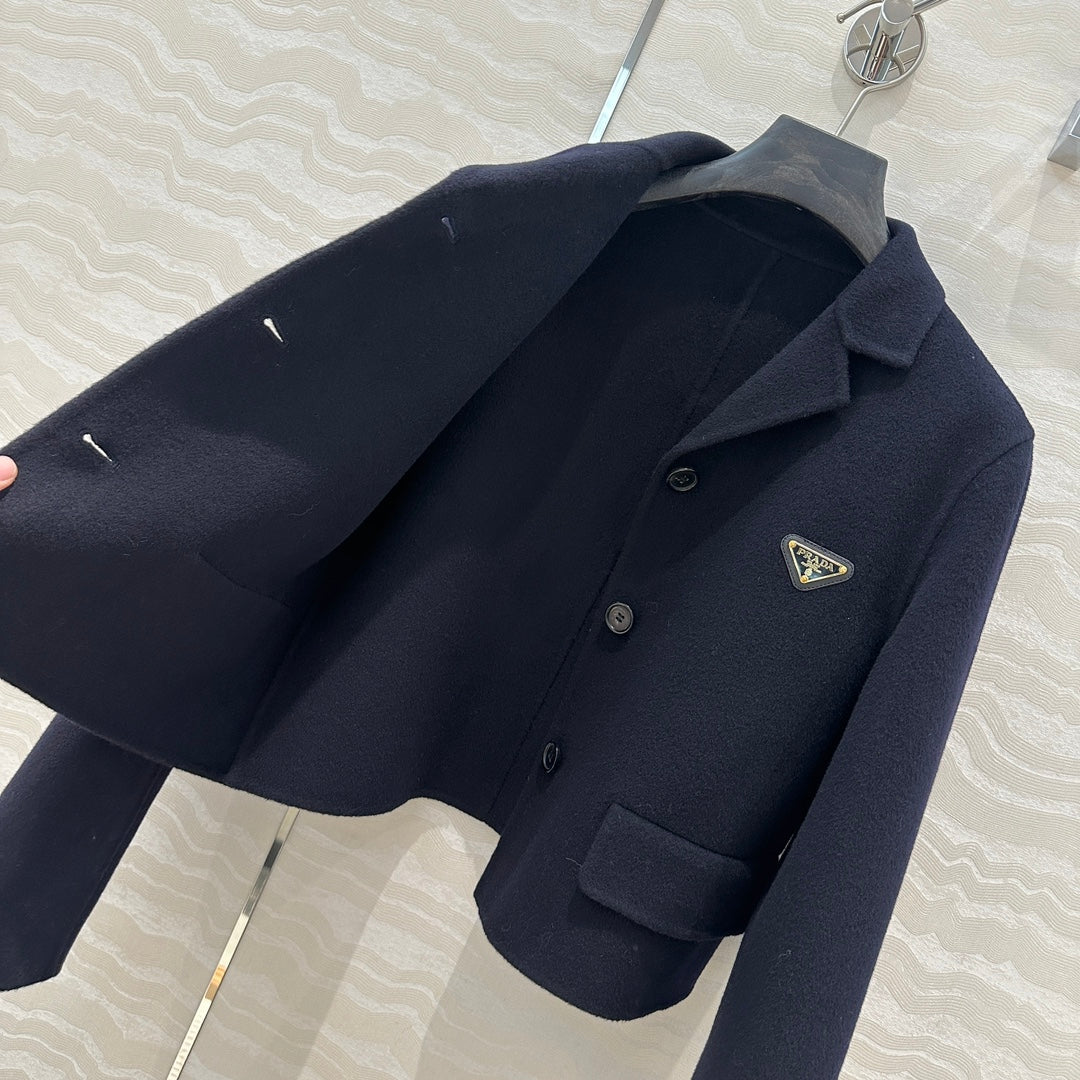 Prada Jacket Navy Blue Wool Cashmere