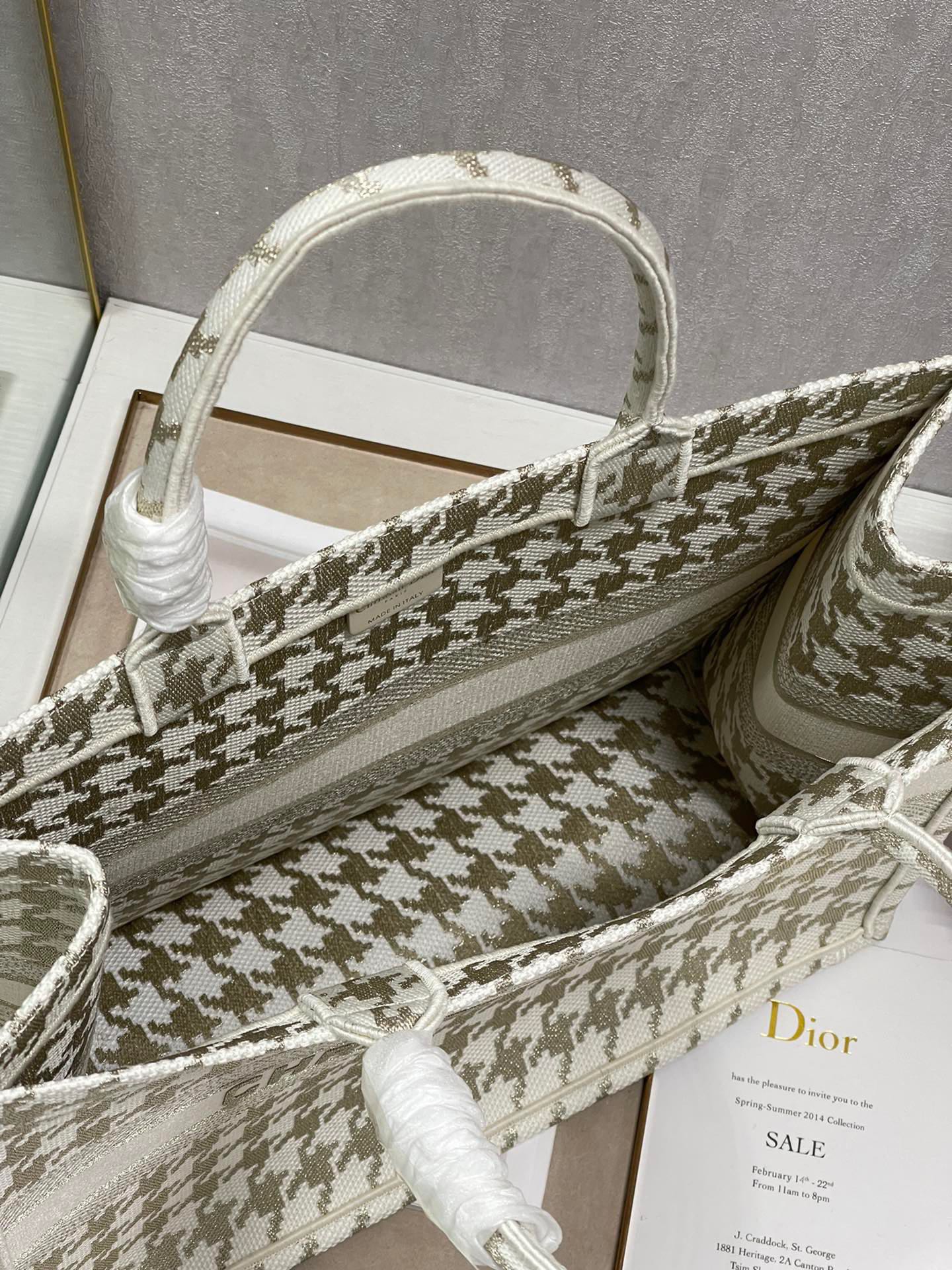 CD Metal Houndstooth Book Tote 42cm Bag Canvas 336585