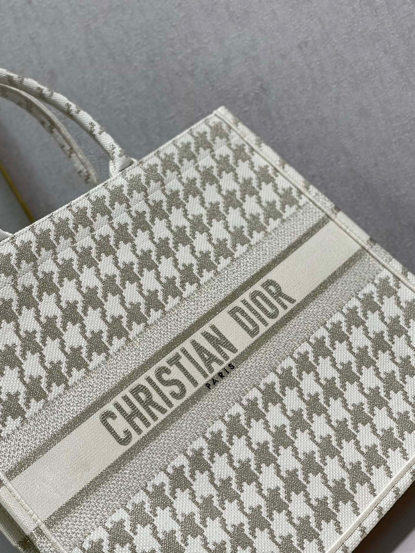 CD Metal Houndstooth Book Tote 42cm Bag Canvas 336585