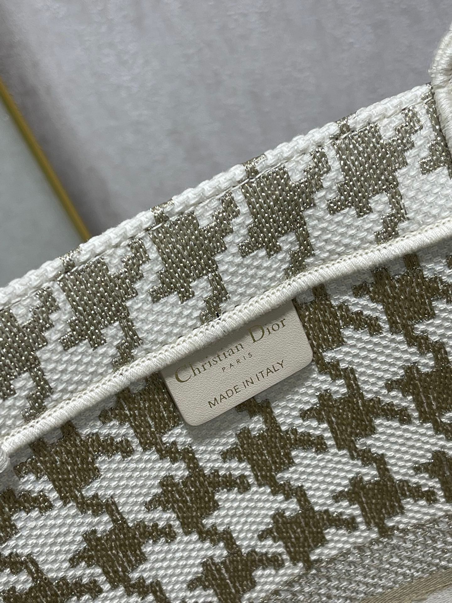 CD Metal Houndstooth Book Tote 42cm Bag Canvas 336585