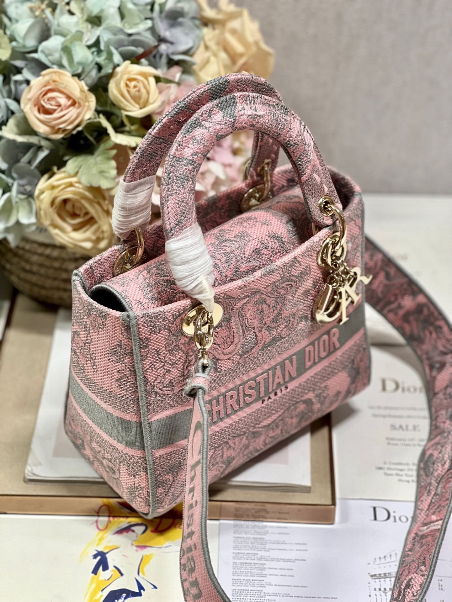 CD Old Foundation Tiger 24 Lady Dior Bag Canvas 336685