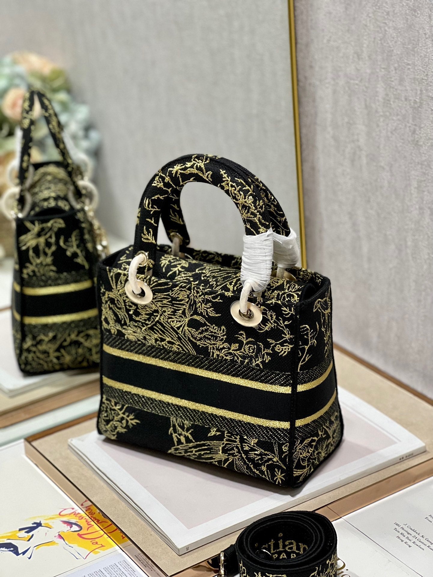 CD Black Magpie 24 Lady Dior Bag Canvas 336688