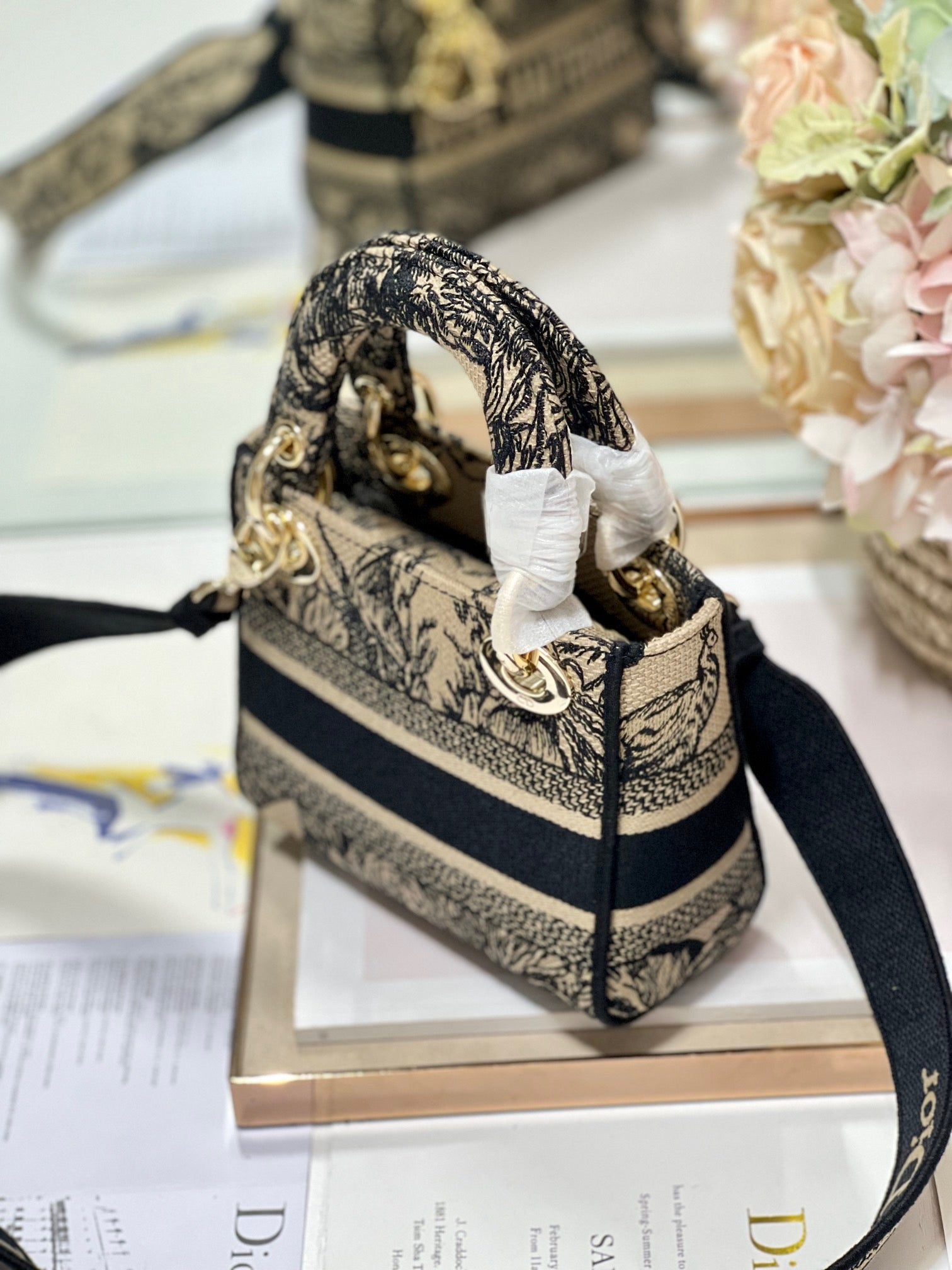 CD Elephant Apricot  17 Lady Dior Bag Canvas 336749