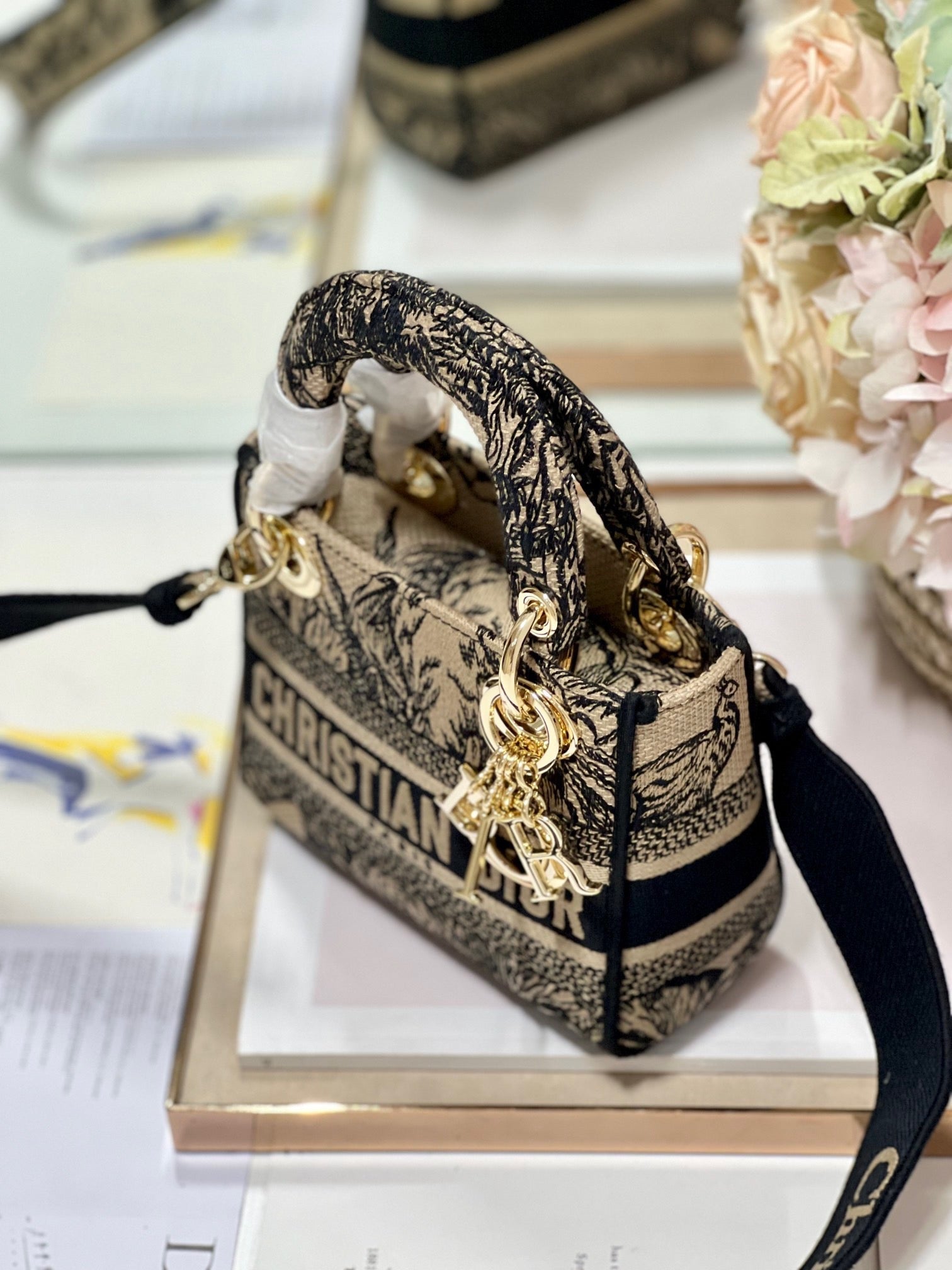 CD Elephant Apricot  17 Lady Dior Bag Canvas 336749