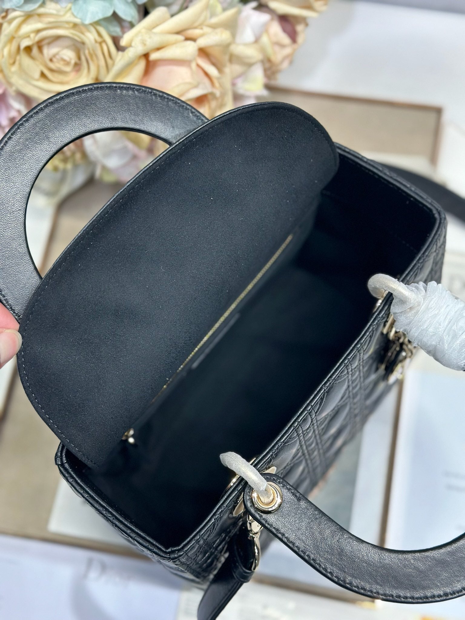 CD Medium Lady Dior 24 Bag Black Lambskin