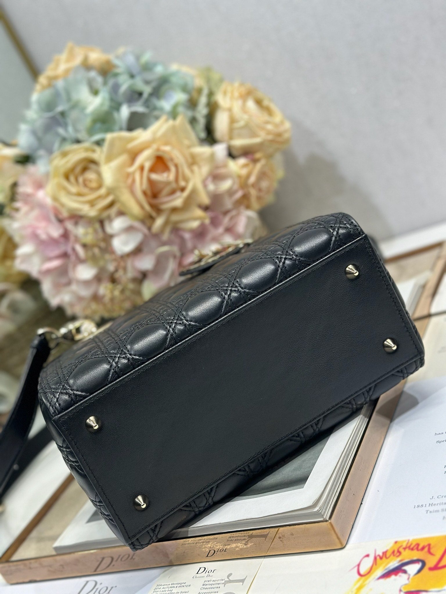 CD Medium Lady Dior 24 Bag Black Lambskin