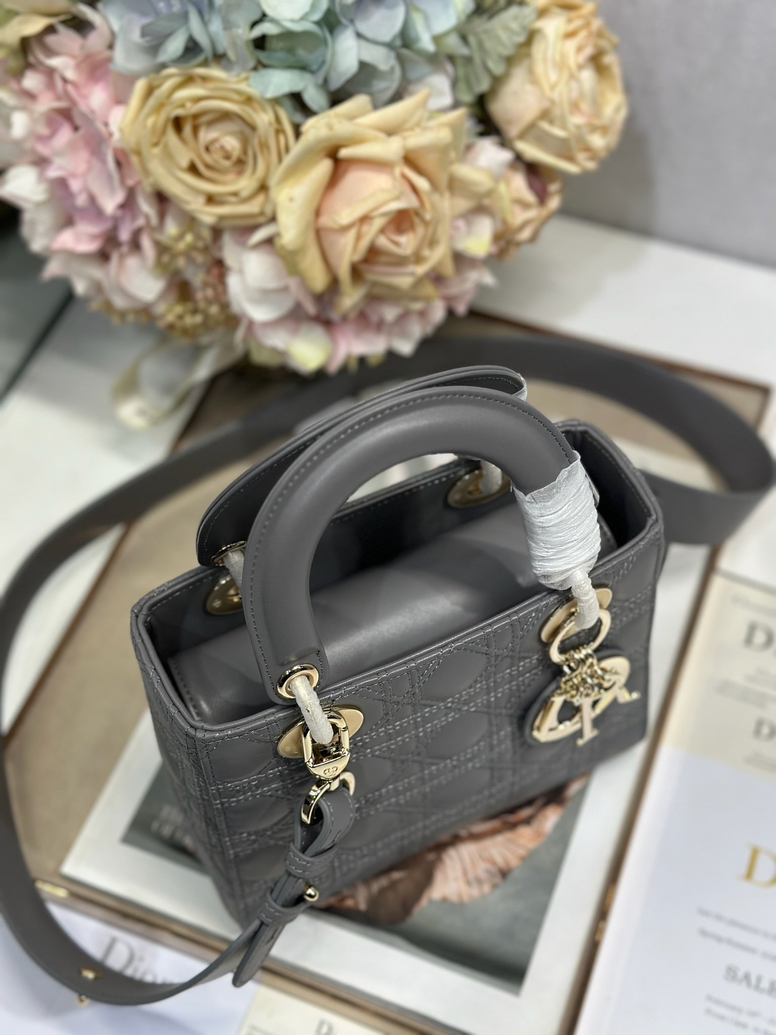 CD Lady Dior Bag Grey Lambskin
